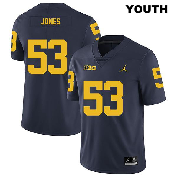 Youth NCAA Michigan Wolverines Trente Jones #53 Navy Jordan Brand Authentic Stitched Legend Football College Jersey DJ25X51RO